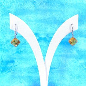 14K Gold Citrine & Diamond Drop Dangle Earrings